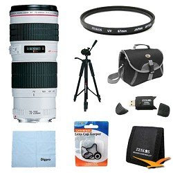 Canon EF 70-200mm f/4L USM Telephoto Zoom Lens for Canon SLR Cameras w/ 67mm Multicoated UV Protective Filter, Deluxe Bag, Lens Cap Keeper, Microfiber Cleaning Cloth, Memory Card Wallet, USB 2.0 Card Reader, Professional Tripod