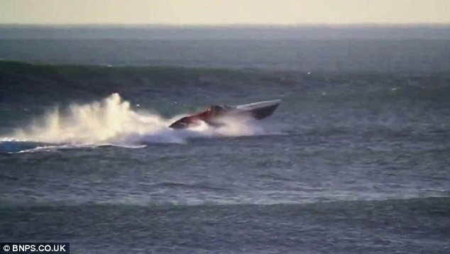 Wake up call: The injured driver managed to limp the broken boat back to shore before he and his two passengers were taken to hospital for bruising and broken bones