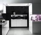 Kitchen: Modern Minimalist Kitchen Furnished With Black And White ...