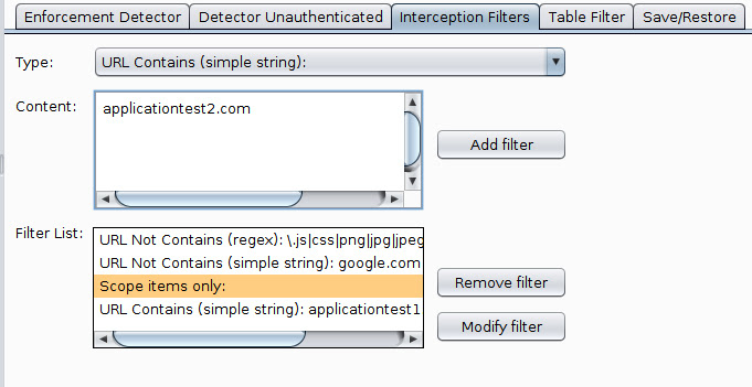 interception filters Screenshot
