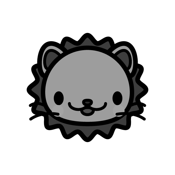 モノクロでかわいいライオンの無料イラスト 商用フリー オイデ43