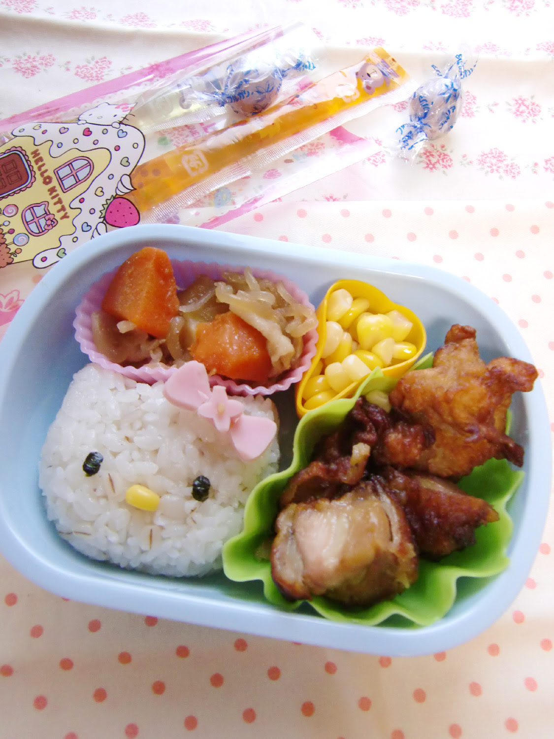 キティちゃんおにぎり弁当 簡単 かわいい 幼稚園お弁当