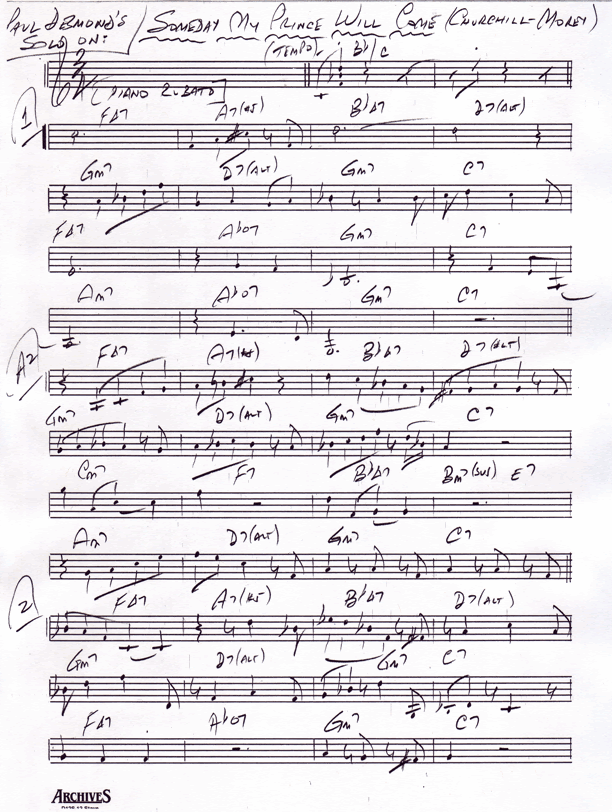 Paul Desmond Someday My Prince Will Come Solo Transcription And Analysis By Steve Khan