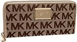 MICHAEL Michael Kors MK Logo Zip-Around Continental Wallet,Beige/Ebony/Gold,one size