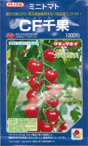 鈴乃園 ｃｆ千果 １０００粒袋詰 収量 ｃｆ千果 タキイ種苗 野菜種子 タキイ交配 ミニトマトタネ １０００粒袋詰 店葉かび病 斑点 病耐病性をもつ高品質ミニトマト 送料無料