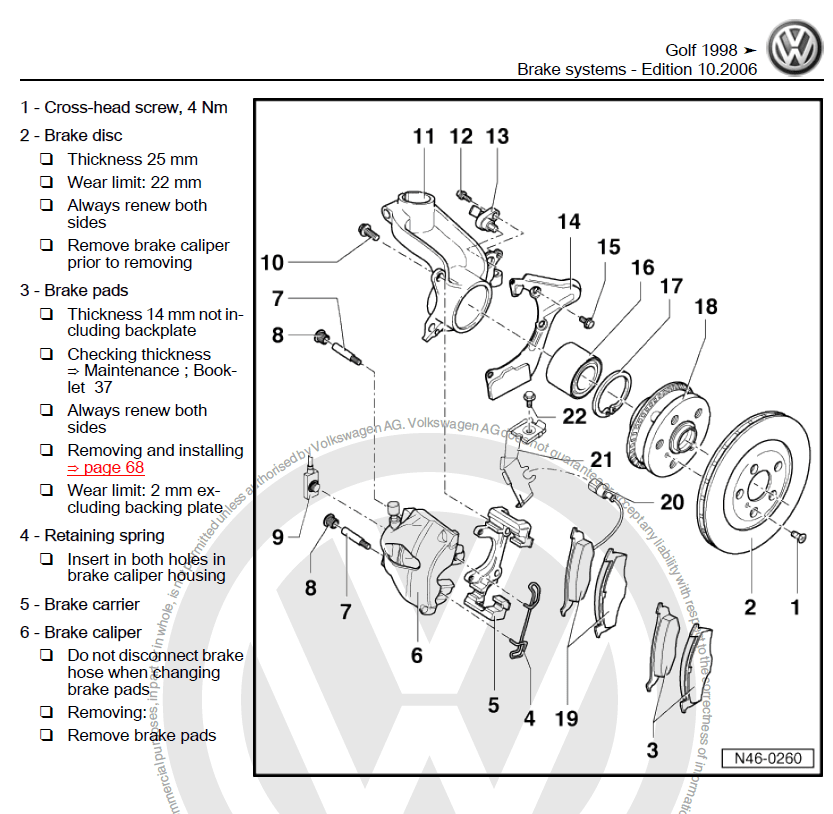 Volkswagen Golf 4 1998-2006 repair manual | Factory Manual