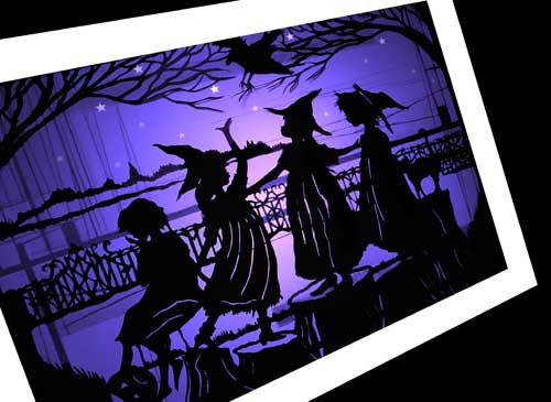 halloween, paper cutting, raven
