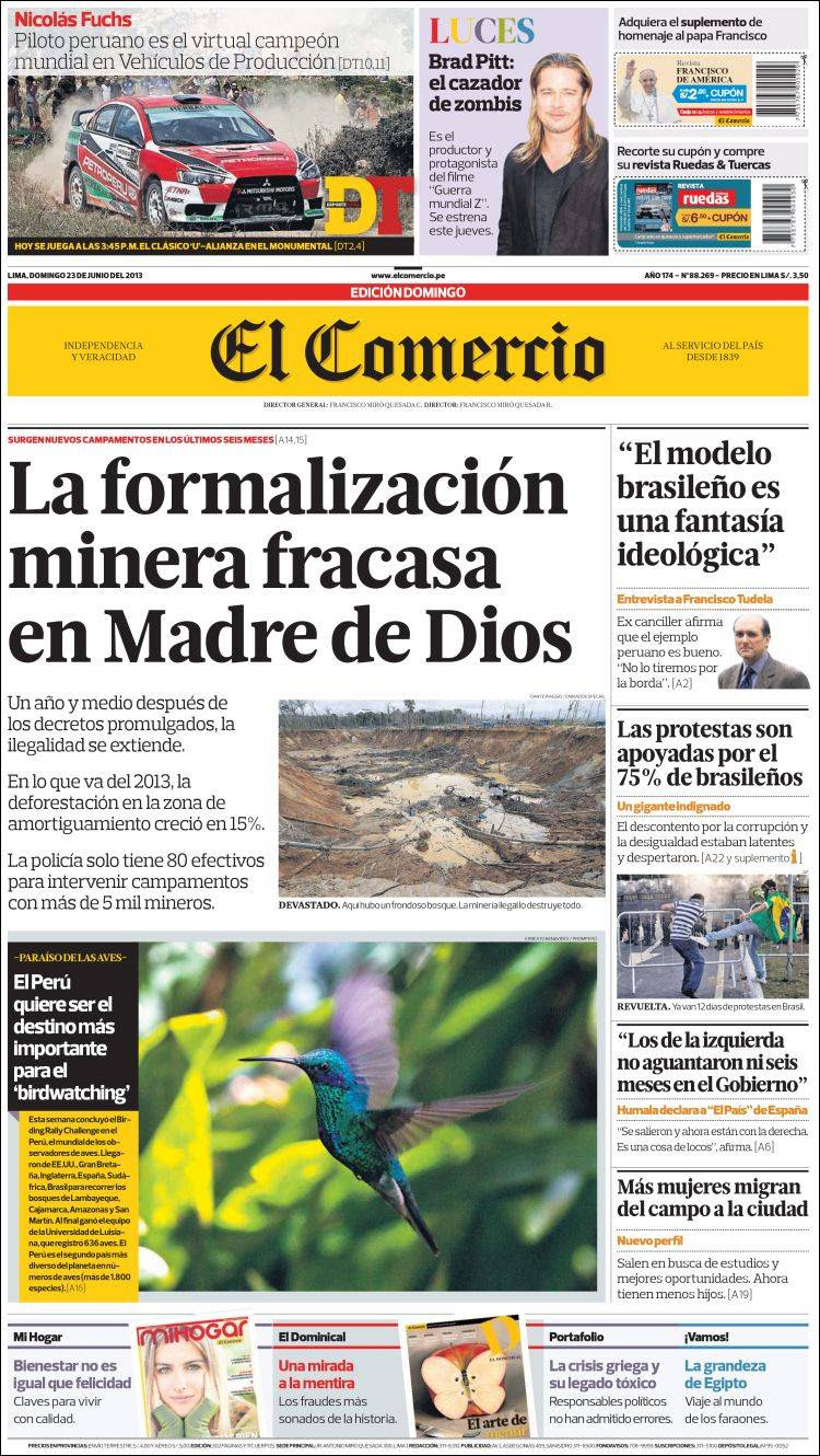 Portada de Comercio (Perú)