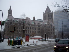 snowy downtown st. paul, mn