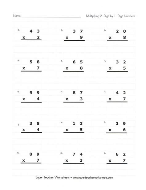  multiplicationmadness worksheet practice for 2 digit by 1 digit