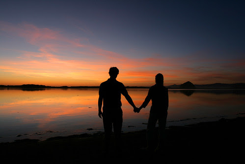 holding hands in sunset