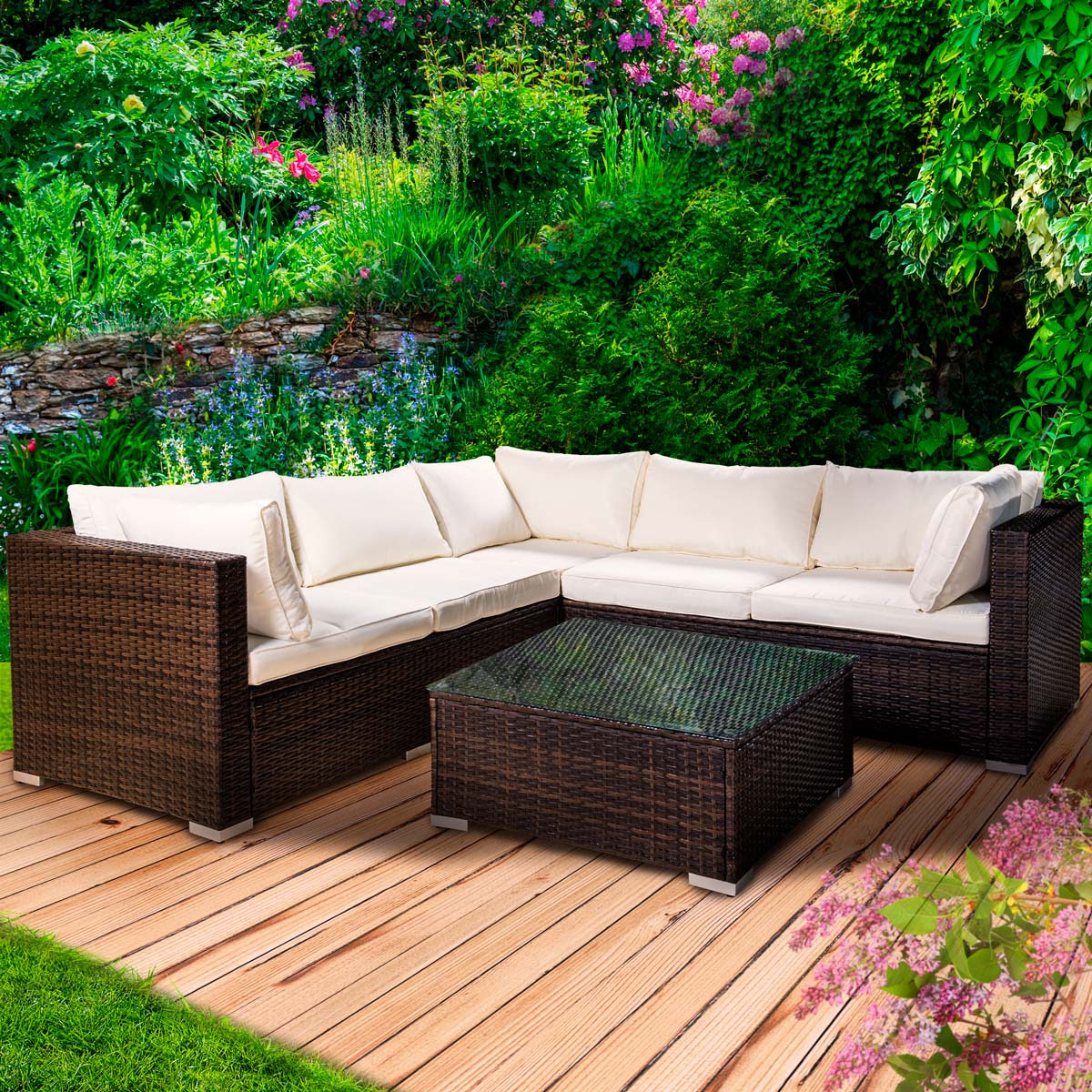 Poly Rattan Gartenmöbel Lounge Möbel Sitzgarnitur ...