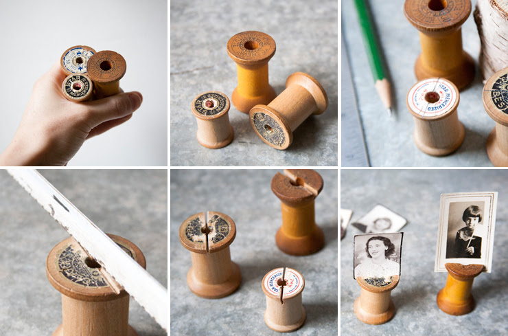 Weekend Project: Vintage Wooden Spool photo holders