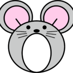 可愛いネズミの横顔ハンコイラスト 年子年 年賀状素材