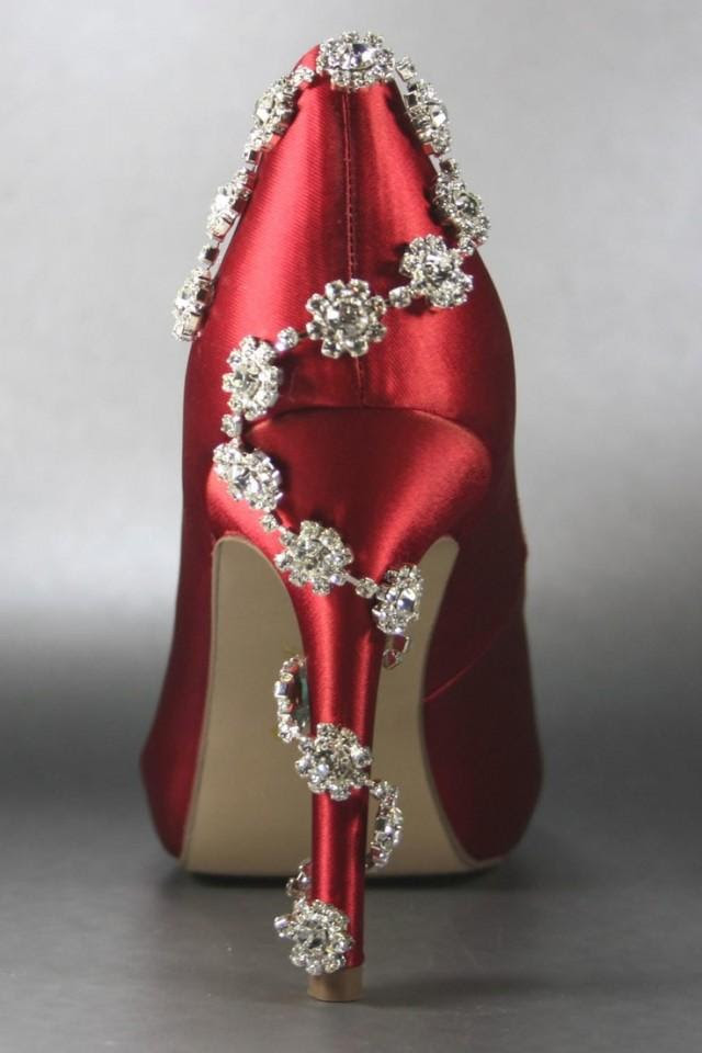 Shining Red High Heel Wedding Sandal With Crystals ...