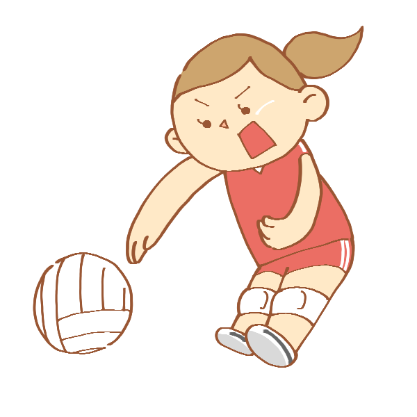バレーボールをアタックする女性のイラスト かわいいフリー素材が無料のイラストレイン