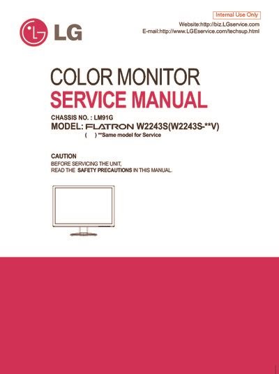 PDF Lg Flatron W2243s Monitor Service Manual