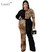 NEW Liooil Color Block Leopard Print Two Piece Plus Size Set Top And Pants Long Sleeve O Neck Party Sexy Club Outfits For Women Sets
