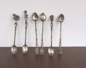 Ornate Vintage Italian Elongated Vintage Tea Spoons