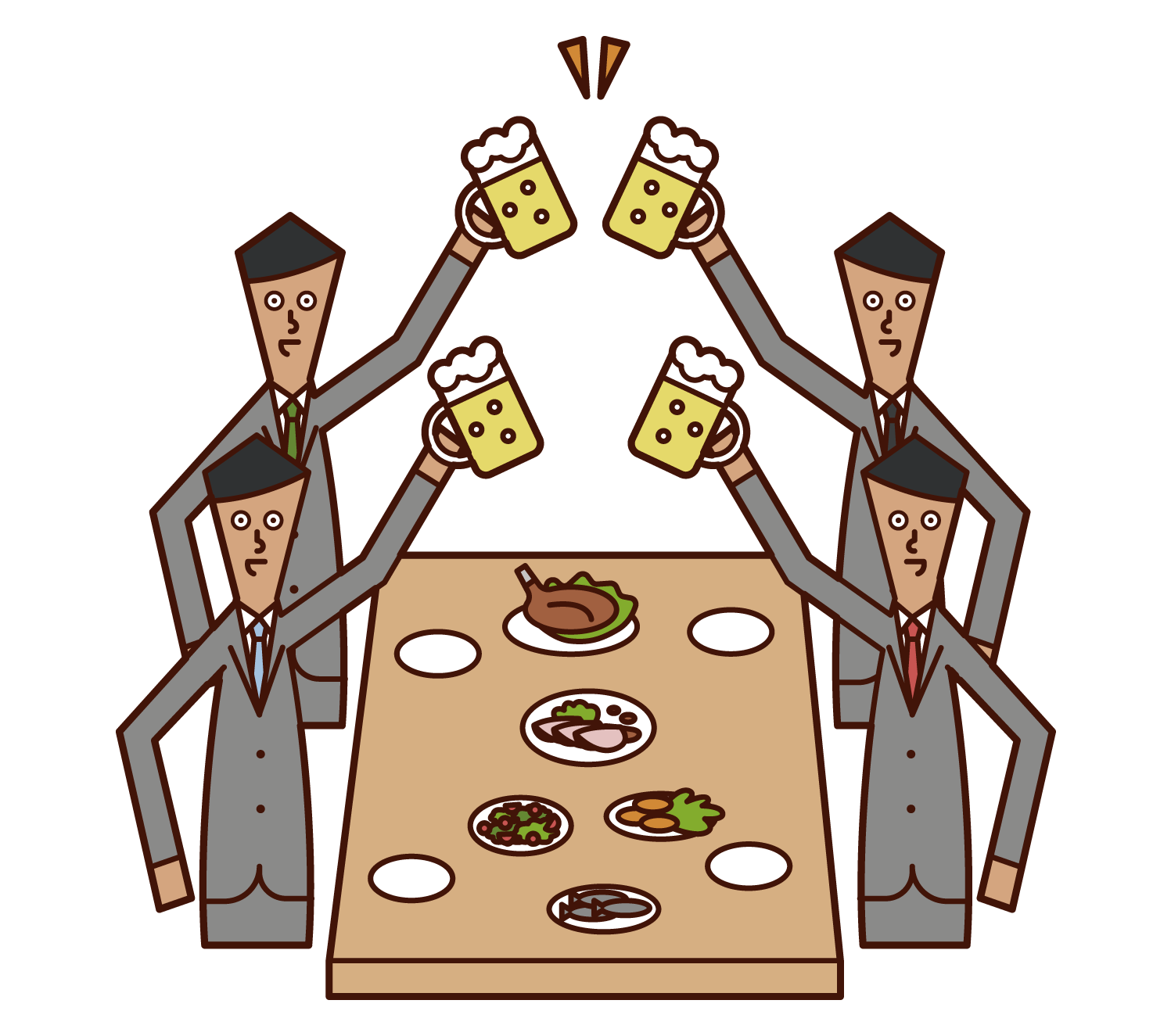 飲み会で乾杯する人たち 男性 のイラスト フリーイラスト素材 Kukukeke ククケケ