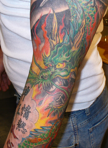 Full Sleeve Arm Dragon Tattoo 