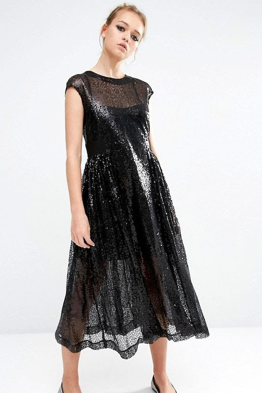 Le Fashion Blog Summer Style Black Sequin Smock Dress Ballet Flats Via ASOS