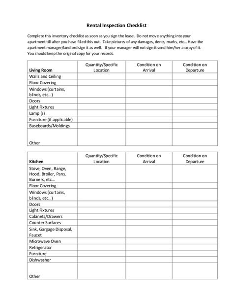 Rental inspection checklist