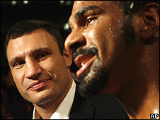 Vitali Klitschko (left) and David Haye
