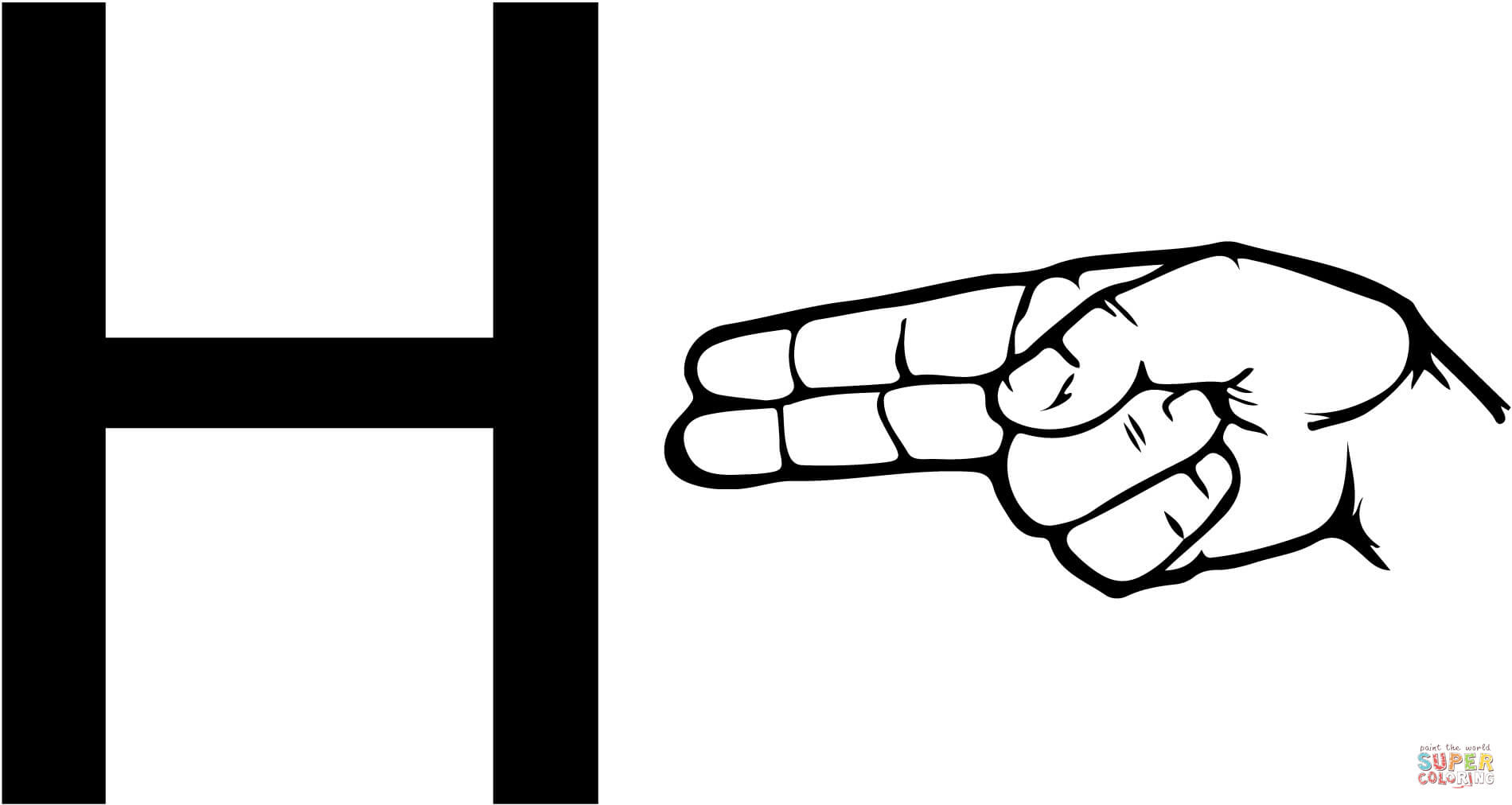 asl sign language letter h coloring page free printable coloring pages
