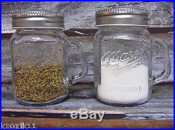 New Large Mason Jar Salt Pepper Shakers Glass Handled Silver Top Mason Brand Glass Jar Handle