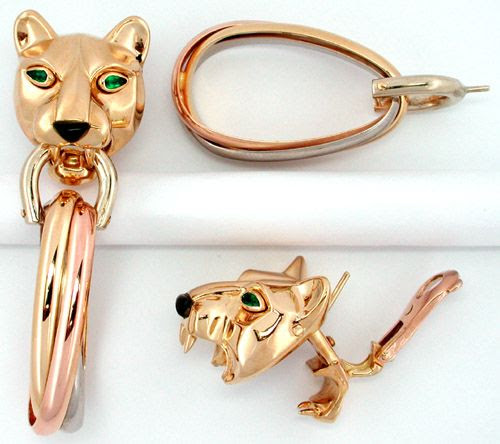 Foto 1, Orig. Cartier Panther-Trinity-Ohrringe Tricolor Schmuck, S7567