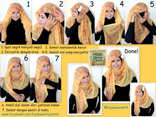 Hijab Tutorial Segi4 Paris  Hijab Wanita Cantik