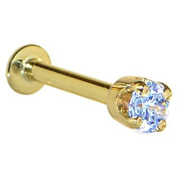 This tragus piercing is crafted from solid 14k gold.