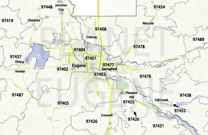 Eugene Oregon Zip Code Map Eugene Oregon Zip Codes Map