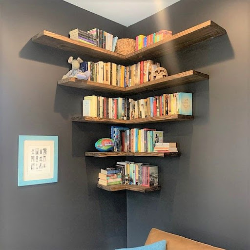 Floating Bookshelves Corner