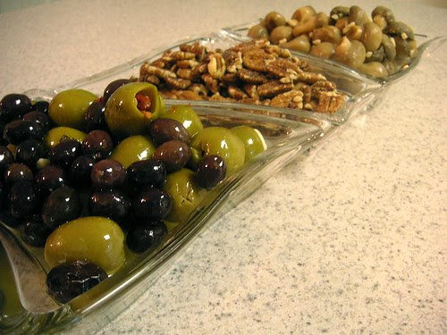 Olives. pecans, mushrooms