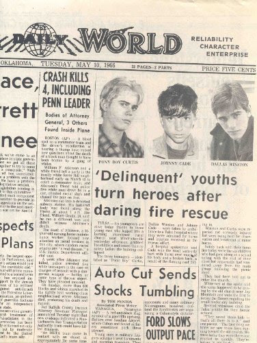 The Outsiders movie prop newspaper, Matt Dillon, Ralph MacchioBy Tulsa Daily World