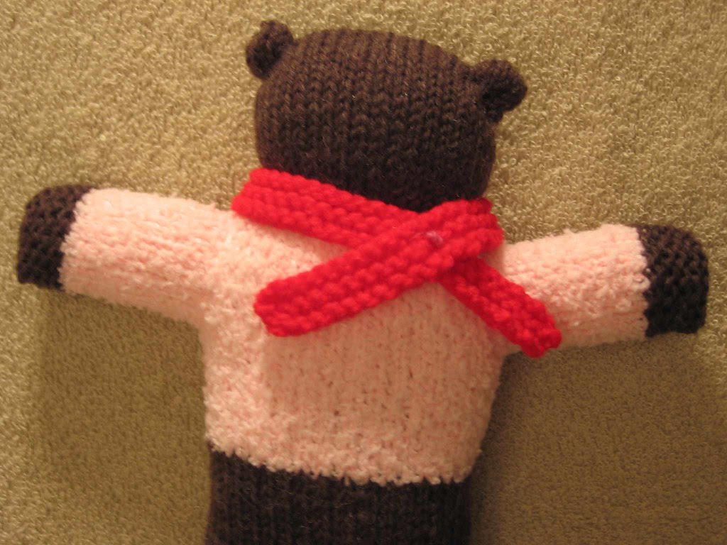 Pink Bear with defined neck and ears plus scarf