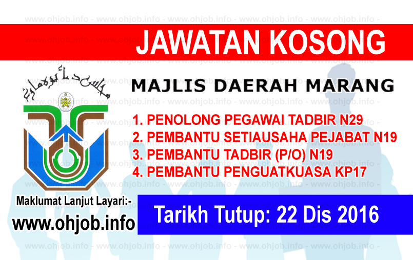 Jawatan Kerja Kosong Majlis Daerah Marang (MDM) logo www.ohjob.info disember 2016
