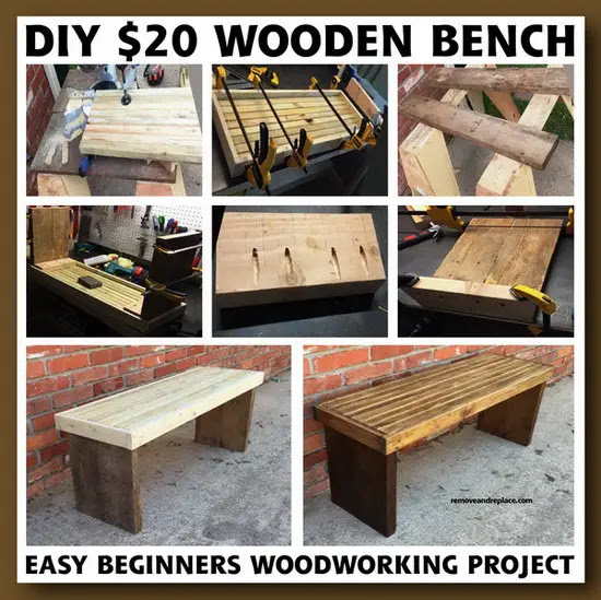 DIY 20 wood bench project