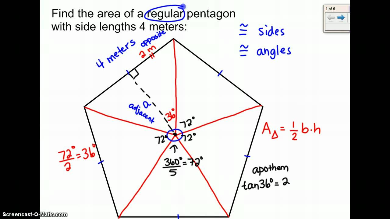 Finding the area of a regular pentagon - YouTube