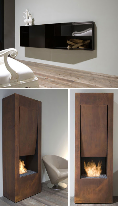 ventless metal modern fireplaces
