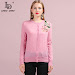 Buy LD LINDA DELLA Runway Fashion Autumn Winter Cardigans Wool Sweaters Women's Long Sleeve Applique Casual Pink Knitting Sweaters