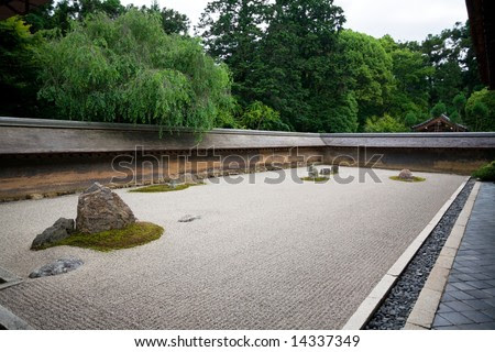 A Zen Rock Garden In Ryoanji Temple.In A Garden Fifteen Stones On ...