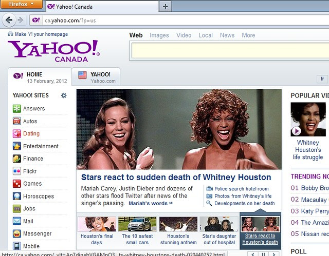 Stars react to death of Whitney Houston