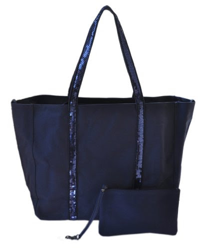  Sac cabas - Toile et Sequins Paillettés - 20-13 - Bleu marine