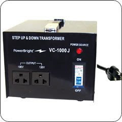 Simran SM-1000J Step Up and Down Japanese Transformer 1000W; Can be used only in 100 and 120 volt countries; Will convert from 120 volt to 100 volt AND from 100 volt to 120 volt.; Fuse protected; Heavy duty continuous use; Power ON/OFF Switch