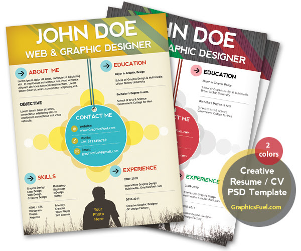Creative resume / CV PSD template (CMYK print-ready ...