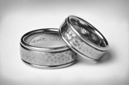 Word engraved wedding ring