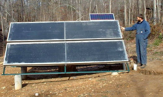 The two 40 sqft solar water heating collectors and